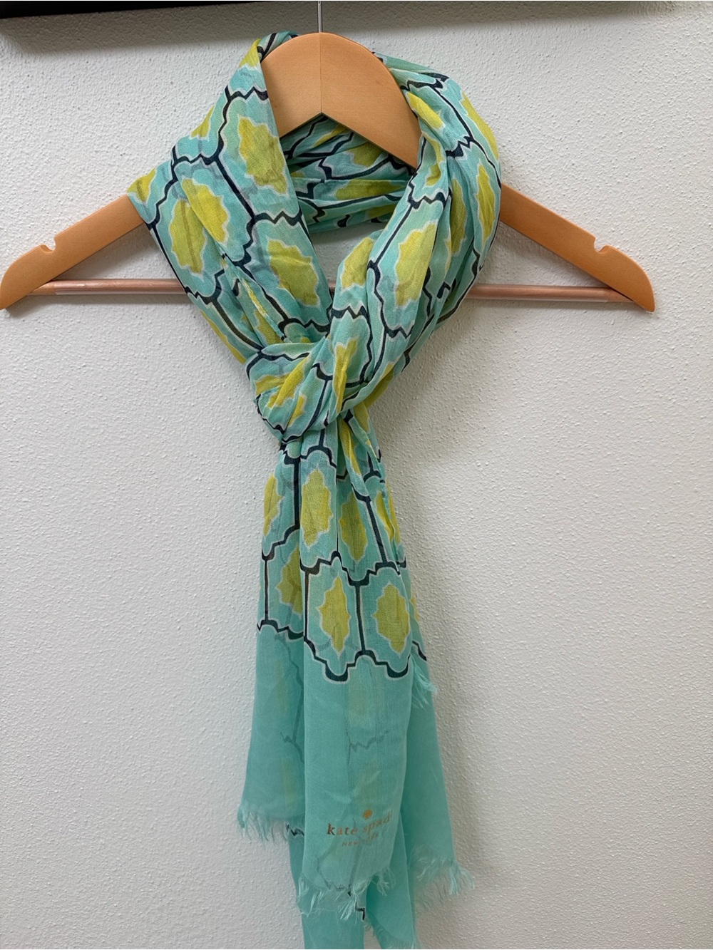 Kate Spade scarf/lightweight wrap turquoise, navy, chartreuse
